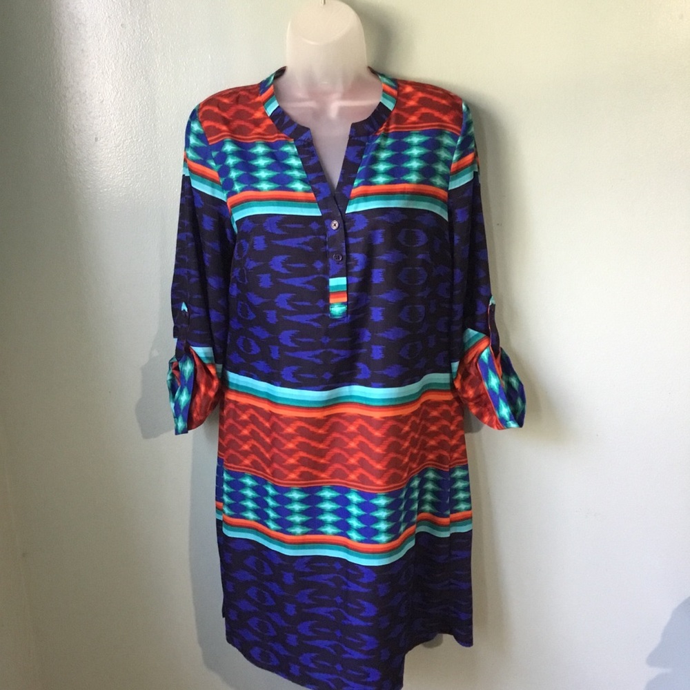 Laundry by Shelli Segal multicolored tunic dress - Picture 1 of 7